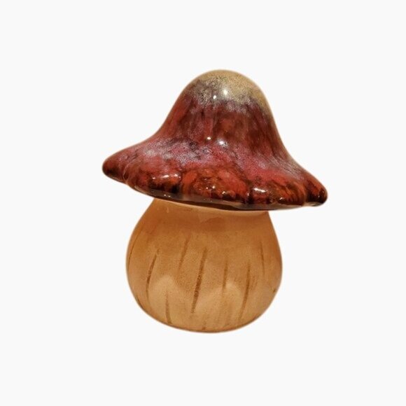 Ceramic Mushroom Garden Statue, Toadstool, Mushroom Figurine for Fairy Garden - Picture 1 of 5